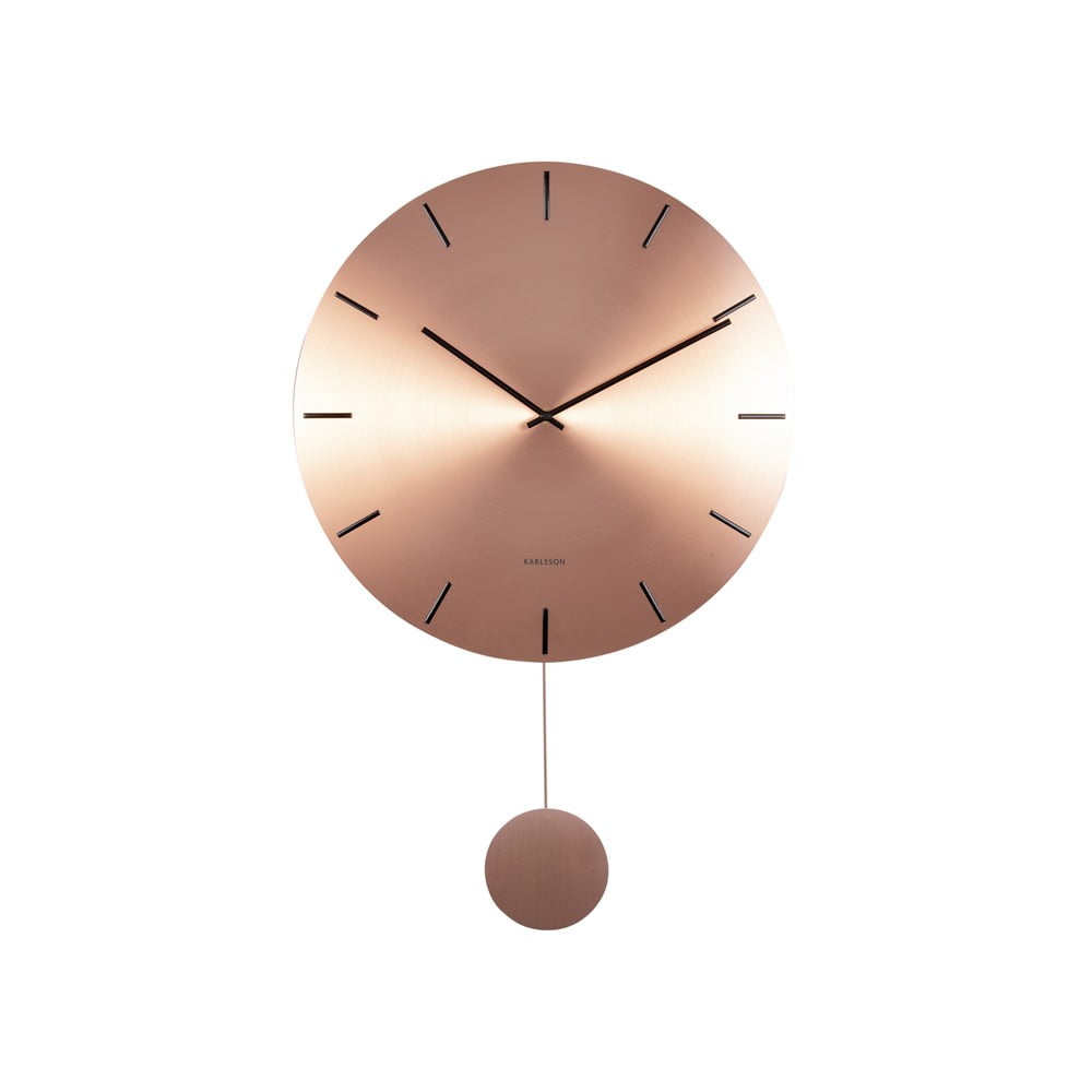 Nástěnné kyvadlové hodiny v měděné barvě Karlsson Impressive, ø 20 cm
