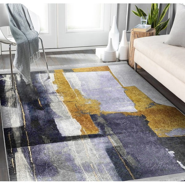 Žluto-tmavě modrý pratelný koberec 160x230 cm Unique – Mila Home-image-2
