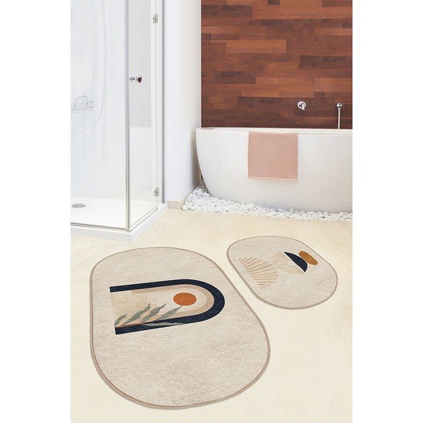 Béžové koupelnové předložky v sadě 2 ks 60x100 cm – Mila Home-image-1