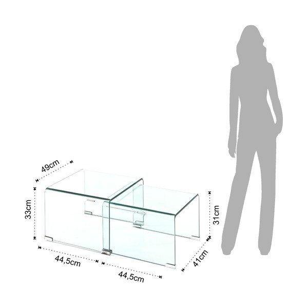Skleněné konferenční stolky v sadě 2 ks 44.5x49 cm Cristal – Tomasucci-image-4
