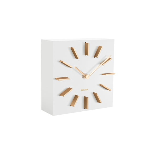 Bílé stolní hodiny Karlsson Discreet, 15 x 15 cm