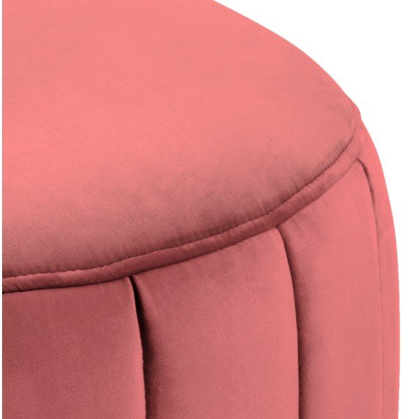 Korálově růžový sametový puf Actona Doria, ⌀ 60 cm-image-2