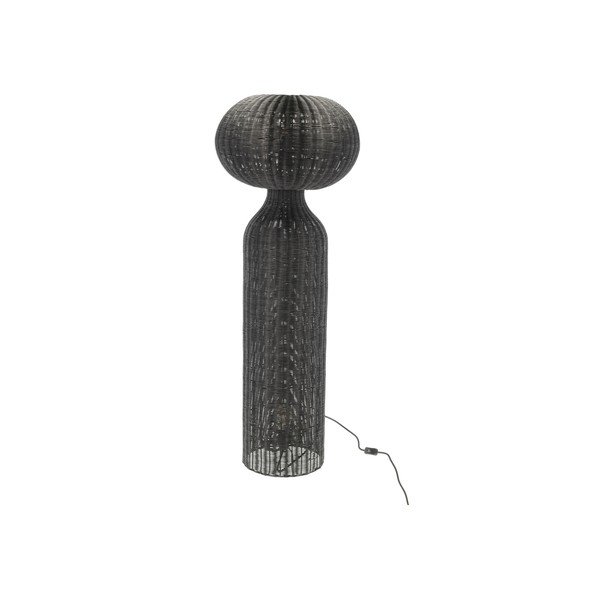 Černá stojací lampa s ratanovým stínidlem (výška 130 cm) Werna – Villa Collection