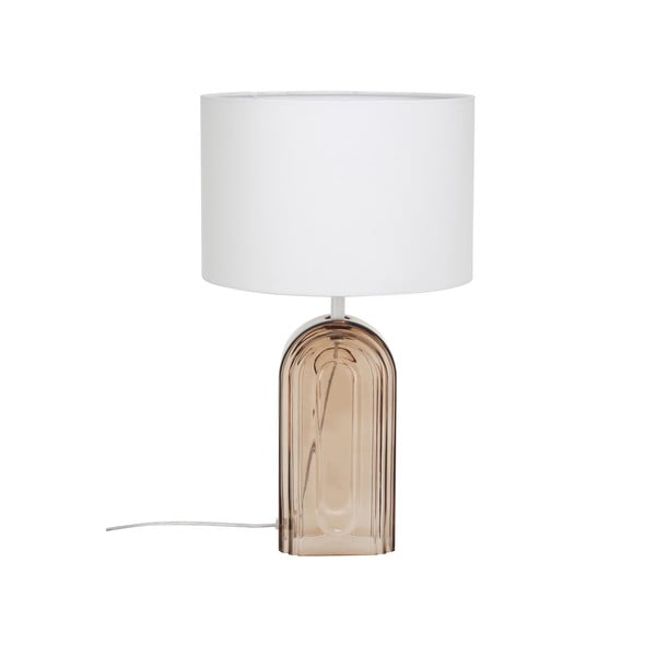 Béžovo-bílá skleněná stolní lampa Westwing Collection Bela, výška 50 cm