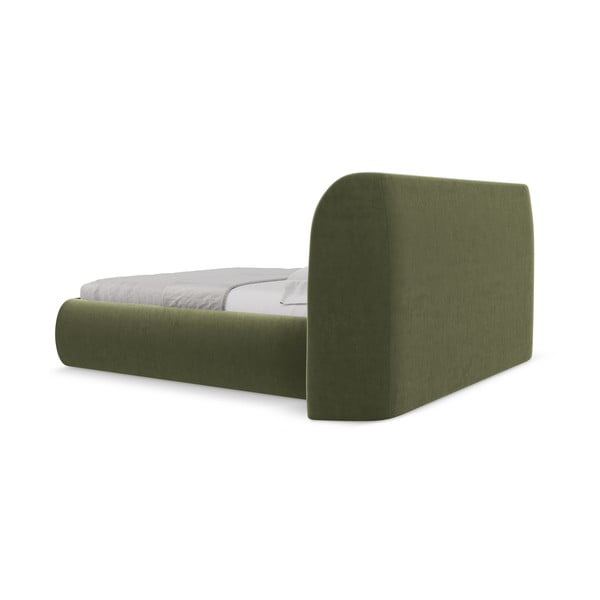 Zelená čalouněná dvoulůžková postel s úložným prostorem s roštem 180x200 cm Hauke – Makamii-image-4
