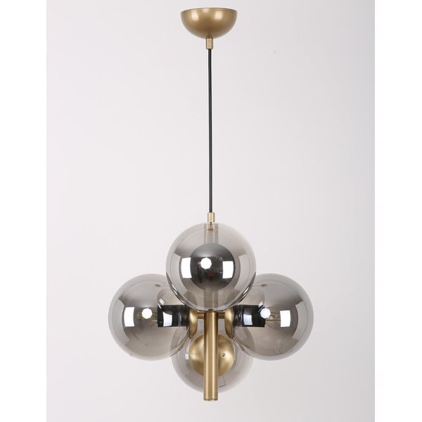 Závěsné svítidlo se skleněným stínidlem v šedo-zlaté barvě  ø 15 cm Forte – Squid Lighting-image-3