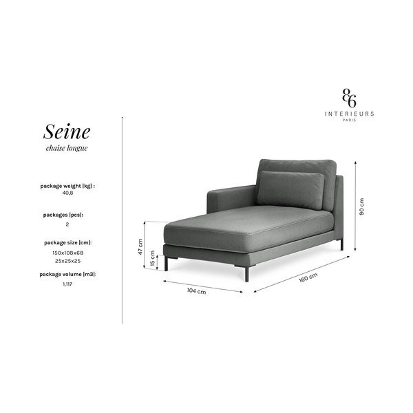 Šedá lenoška Interieurs 86 Seine, levý roh-image-3