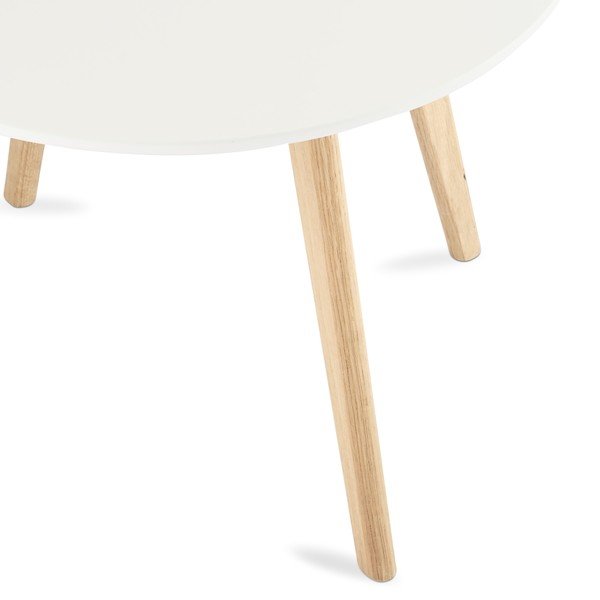 Bílý konferenční stolek s nohami z dubového dřeva Furnhouse Life, Ø 60 cm-image-2