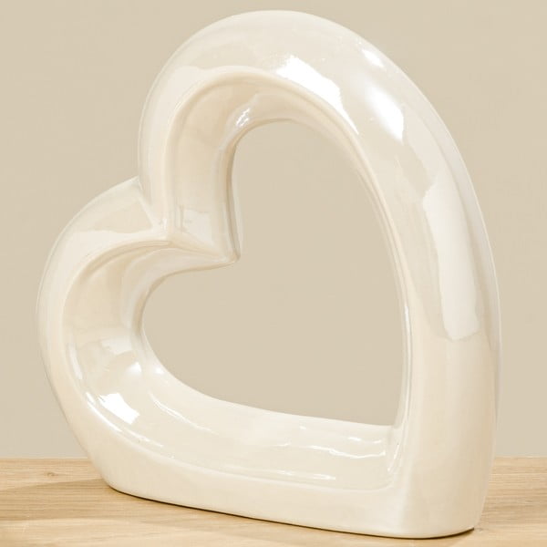 Bílá porcelánová dekorace ve tvaru srdce Boltze Cheryl