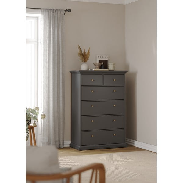 Šedá vysoká komoda 96x140 cm Paris – Tvilum-image-1