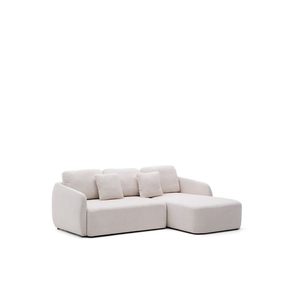 Krémová žinylková rozkládací rohová pohovka (pravý roh/s lenoškou) Laira – Kave Home-image-2