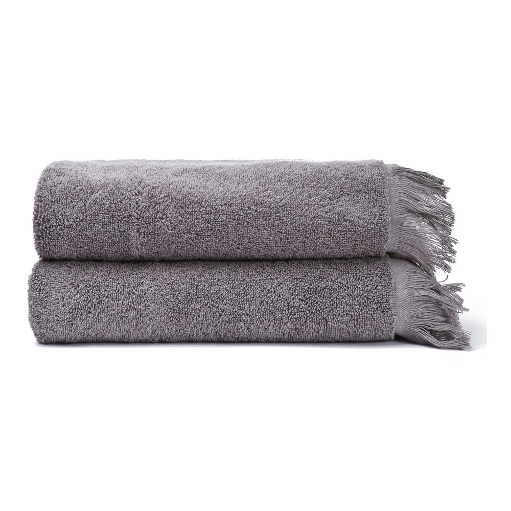 Sada 2 šedých ručníků ze 100% bavlny Bonami Selection, 50 x 90 cm