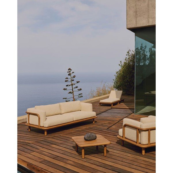 Zahradní pohovka z teakového dřeva v béžovo-přírodní barvě Turqueta – Kave Home-image-4