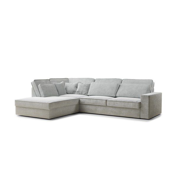 Světle šedá žinylková rohová pohovka (levý roh/do L) Kirou – Maison de Rêve-image-2