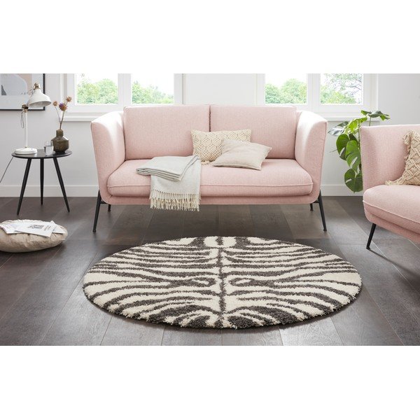 Šedý/béžový kulatý koberec ø 160 cm Striped Animal - Ragami-image-1