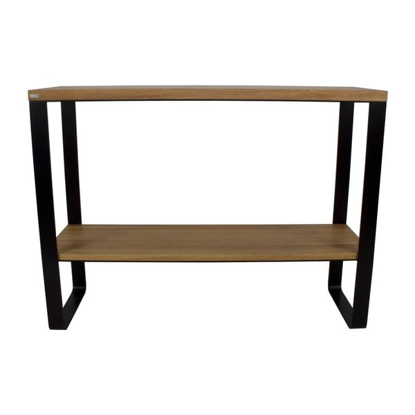 Černý konzolový stolek s deskou z dubového dřeva take me HOME Linea, 100 x 30 cm