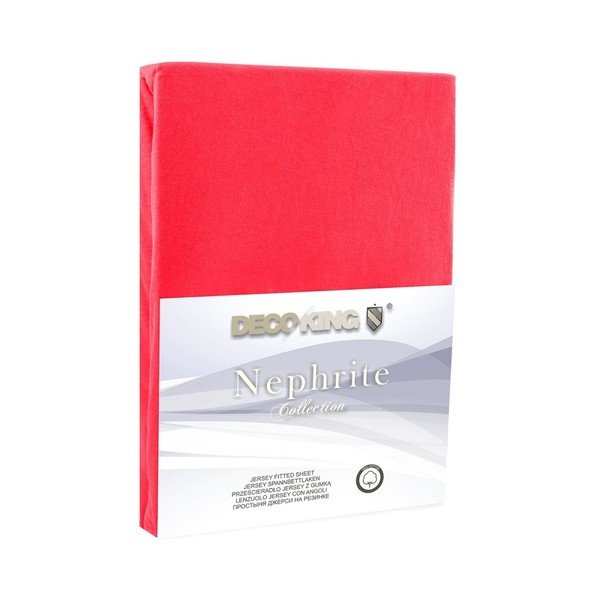 Červené elastické prostěradlo DecoKing Nephrite Red, 100–120 cm-image-1