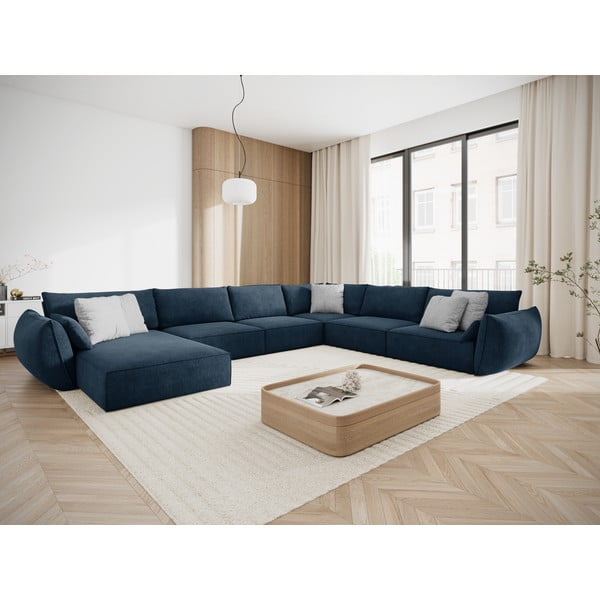 Tmavě modrá rohová pohovka (pravý roh) Vanda – Mazzini Sofas-image-1