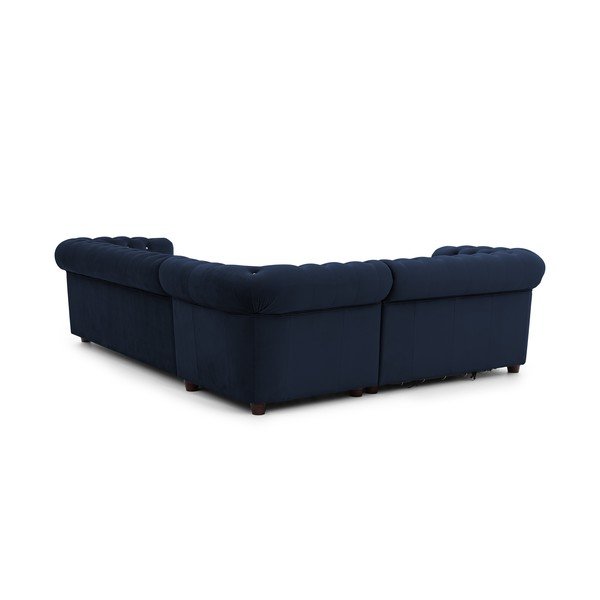 Modrá sametová rozkládací rohová pohovka (levý roh/do L) York Blik – Ropez-image-3