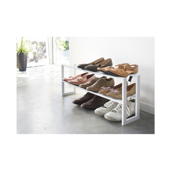 Bílý kovový teleskopický stojan na boty Line – YAMAZAKI-image-2