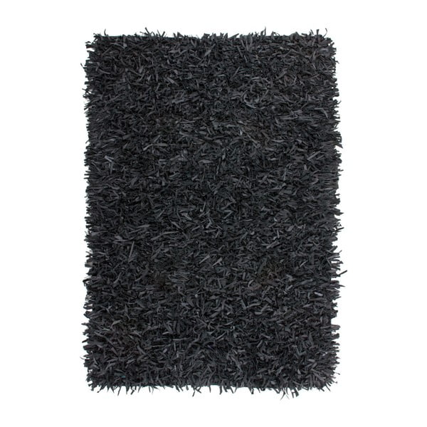 Černý kožený koberec Rodeo, 80x150cm