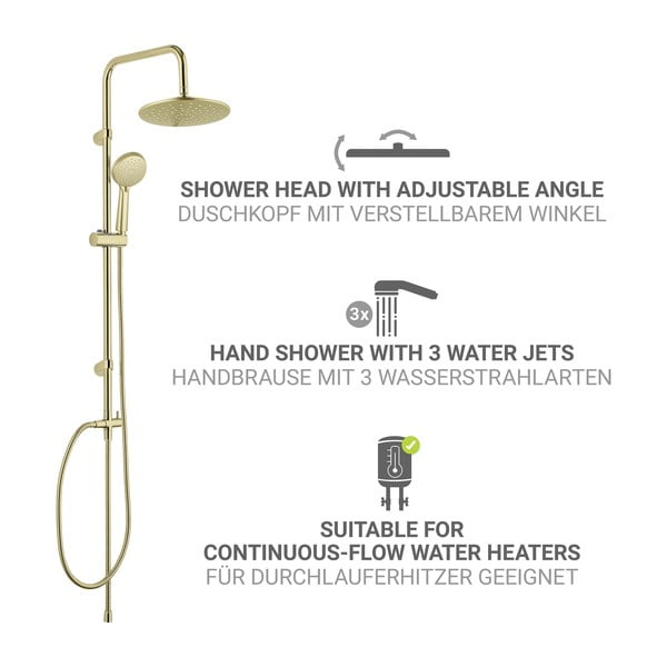 Sprchový set z nerezové oceli v matně zlaté barvě 101 cm Young Line – Wenko-image-3