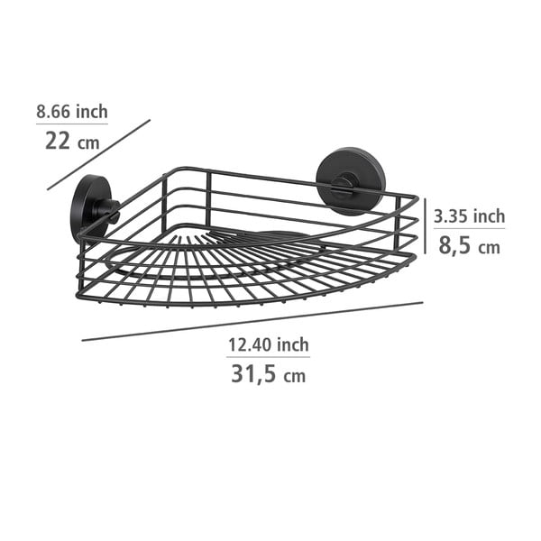 Černá rohová polička do koupelny Wenko Vacuum-Loc® Bari-image-2