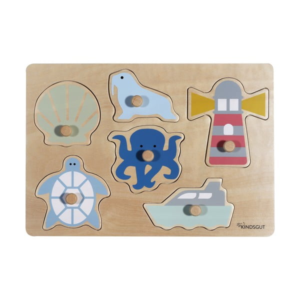 Dřevěné vkládací puzzle (počet dílků 6) Ocean – Kindsgut