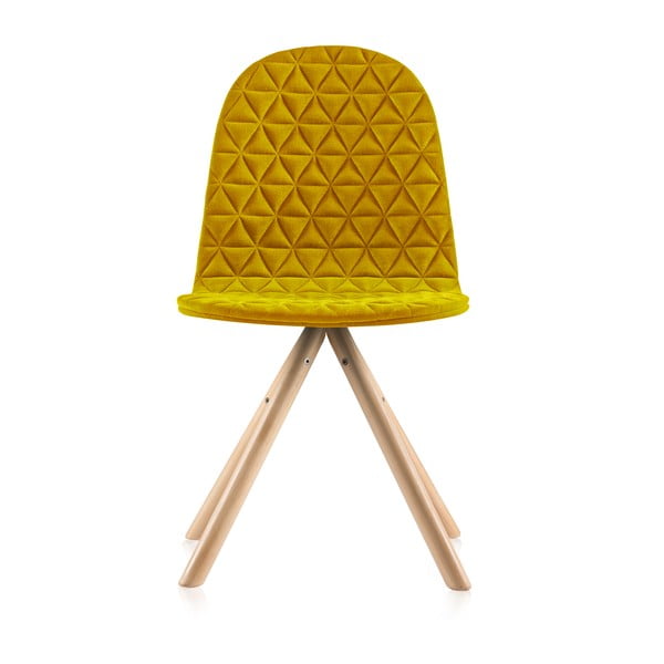 Žlutá židle s přírodními nohami Iker Mannequin Triangle