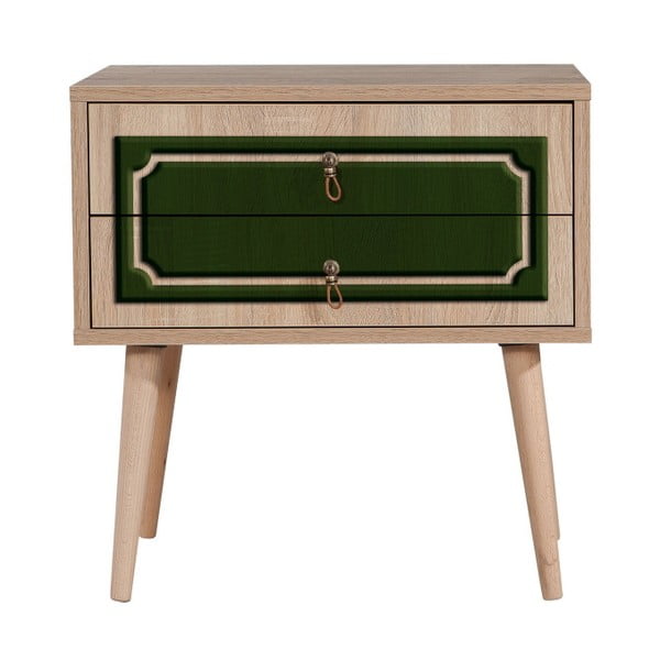 Noční stolek se 2 zásuvkami Two Green Classic, 40 x 60 cm