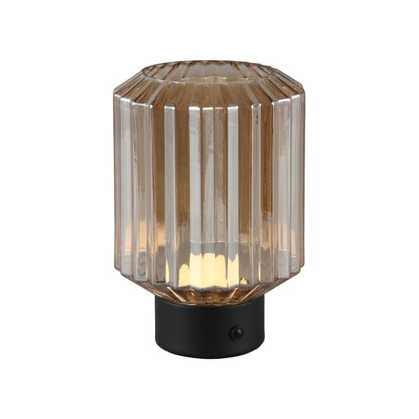 Černo-béžová stmívatelná LED stolní lampa se skleněným stínidlem (výška 19,5 cm) Lord – Trio