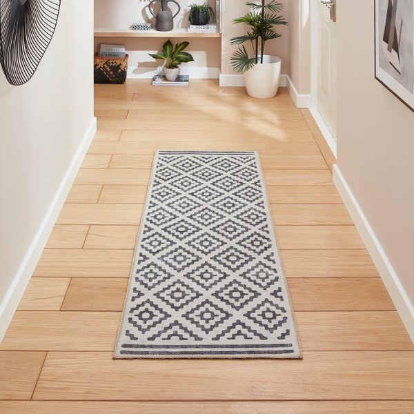 Šedý pratelný běhoun 76x230 cm Coral Grey – Think Rugs-image-1