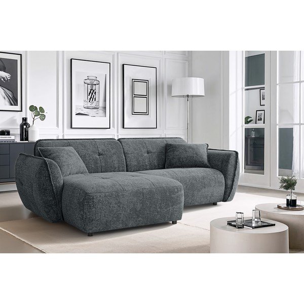 Tmavě šedá žinylková rohová pohovka (levý roh/s lenoškou) Nelia – Ropez-image-1