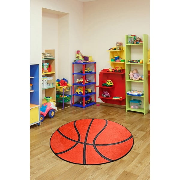 Oranžový dětský protiskluzový koberec Conceptum Hypnose Basketball, ø 140 cm-image-2