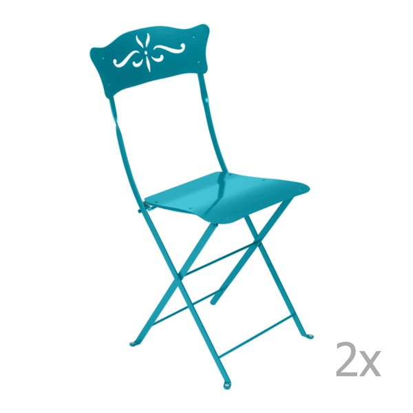 Sada 2 modrých skládacích zahradních židlí Fermob Bagatelle