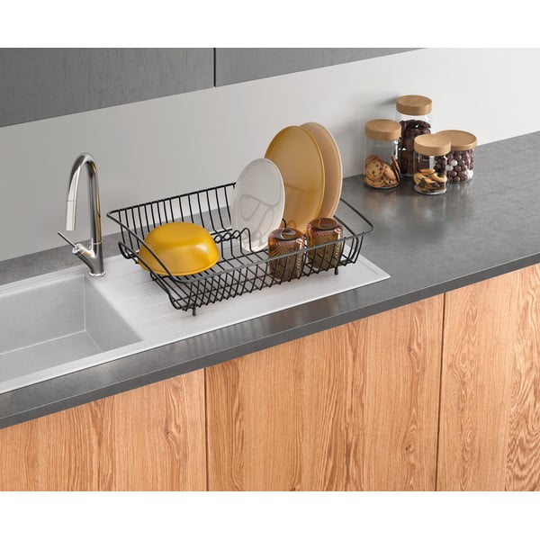 Černý odkapávač z nerezové oceli Metaltex Rectangular Lava-image-1