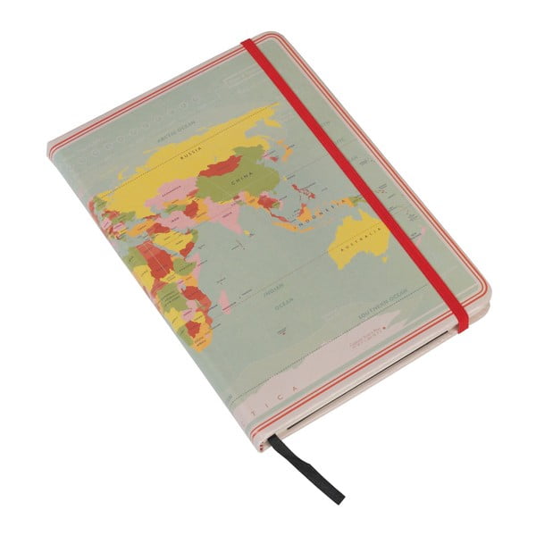 Bílý zápisník A5 Rex London World Map, 150 stránek