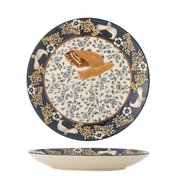 Modrý dezertní  talíř z kameniny ø 16 cm Hezha – Bloomingville-image-3