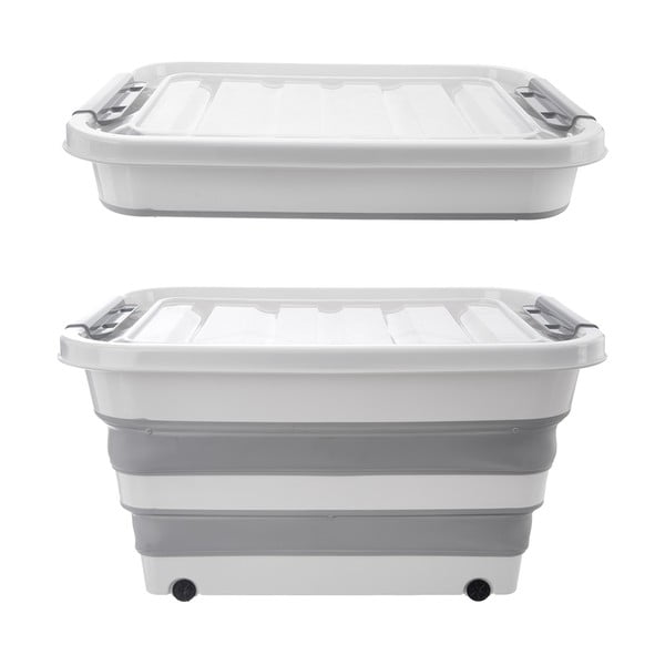 Bílo-šedý plastový úložný box s víkem 54x39x28 cm Kemp – Orion