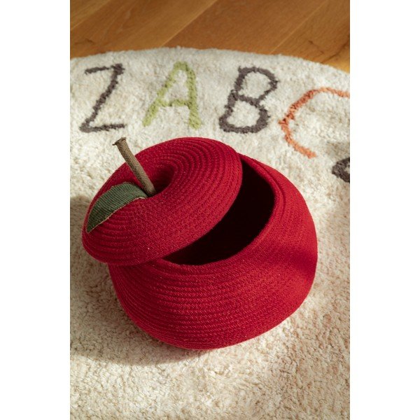 Červený látkový dětský koš na hračky ø 28x20 cm Apple – Lorena Canals-image-2