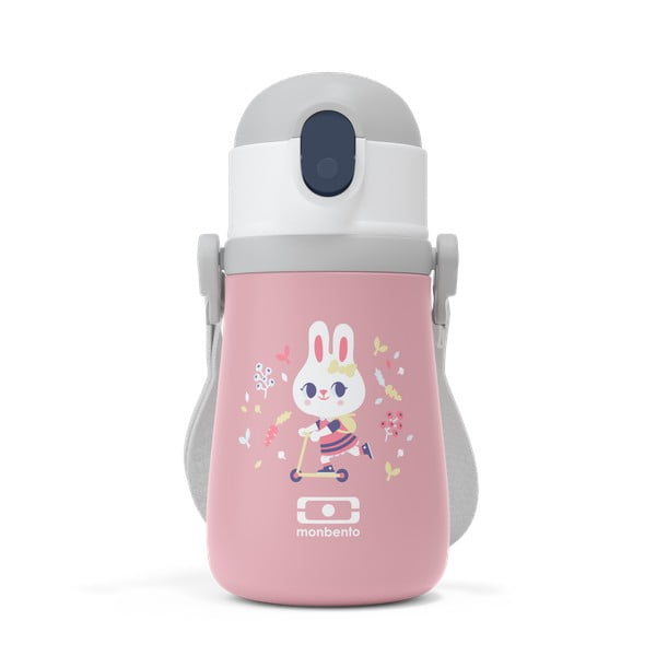 Růžová dětská termoska Monbento Stram Bunny, 360 ml