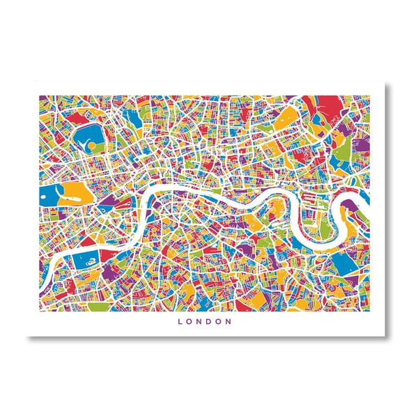 Plakát s mapou Londýna Americanflat City, 60 x 42 cm