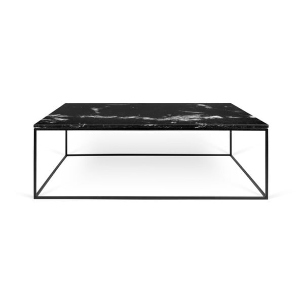 Černý mramorový konferenční stolek s černými nohami TemaHome Gleam, 120 x 75 cm