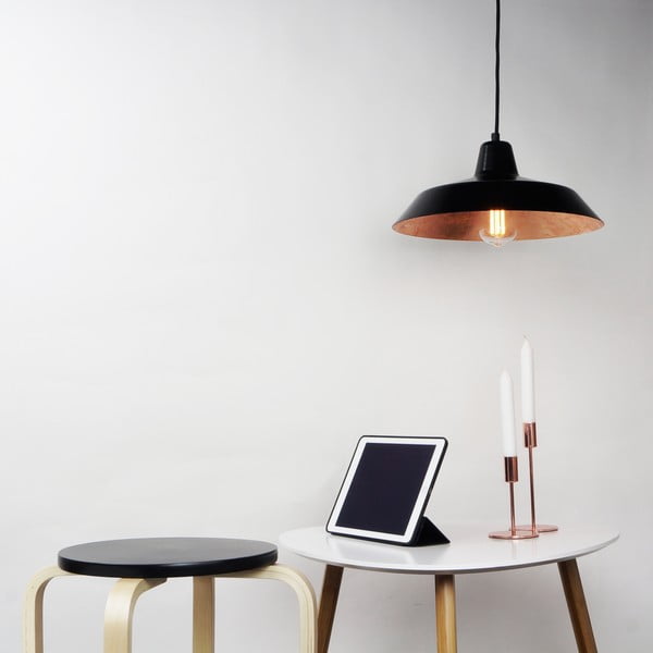 Černé stropní svítidlo s detailem v měděné barvě Bulb Attack Cinco-image-1