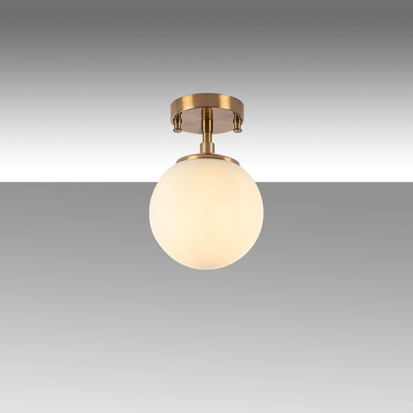 Bílé/v mosazné barvě stropní svítidlo se skleněným stínidlem ø 15 cm Atmaca – Opviq lights-image-4