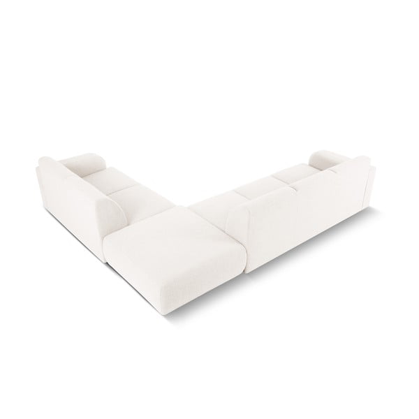 Bílá rohová pohovka z textilie bouclé (pravý roh) Molino – Micadoni Home-image-3