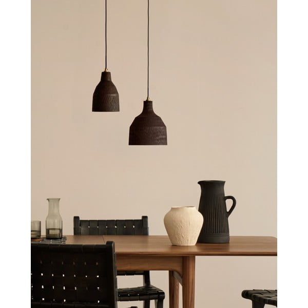 Černé závěsné svítidlo s dřevěným stínidlem ø 15 cm Amire – Kave Home-image-2