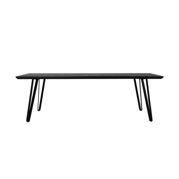 Černý jídelní stůl s deskou z dubového dřeva 100x220 cm Mylau – Light & Living