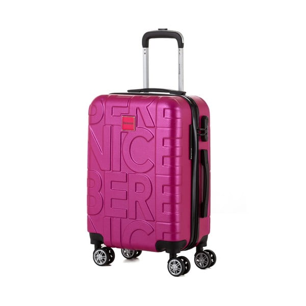 Růžový cestovní kufr Berenice Typo, 44 l