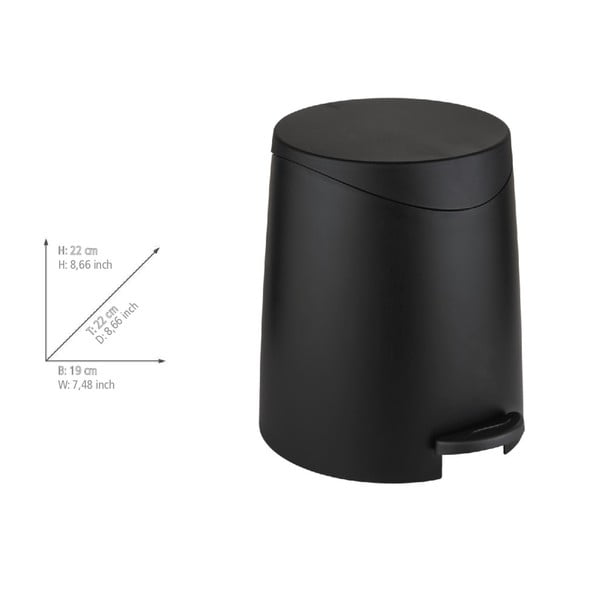 Černý nášlapný plastový odpadkový koš 3 l Portes – Allstar-image-3